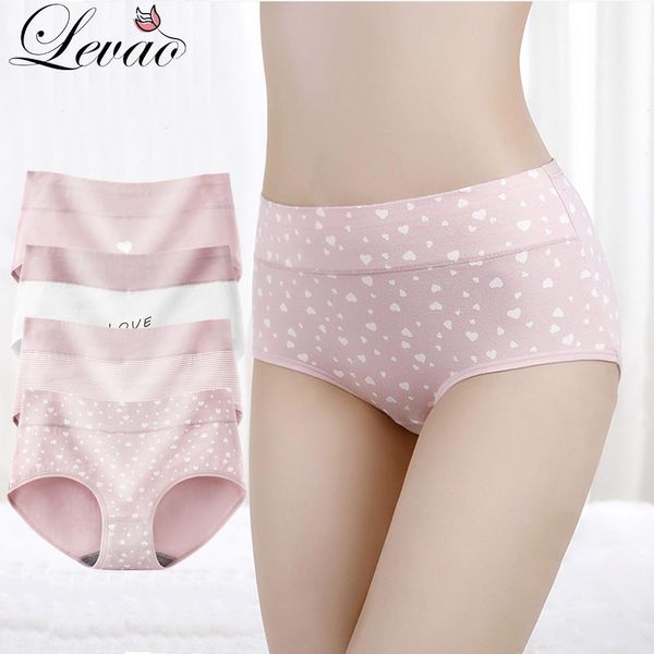 

women high-rise soft cotton cute print panties ladies girl seamless lovely briefs underwear breathable girls lingerie, Black;pink