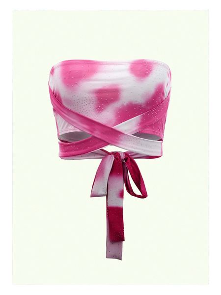 

tie dye knot back tube q1a4#, White