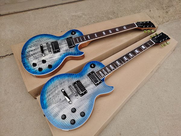 

custom shop standard flame maple purple transfer blue electric guitar little pin tone pro brdige