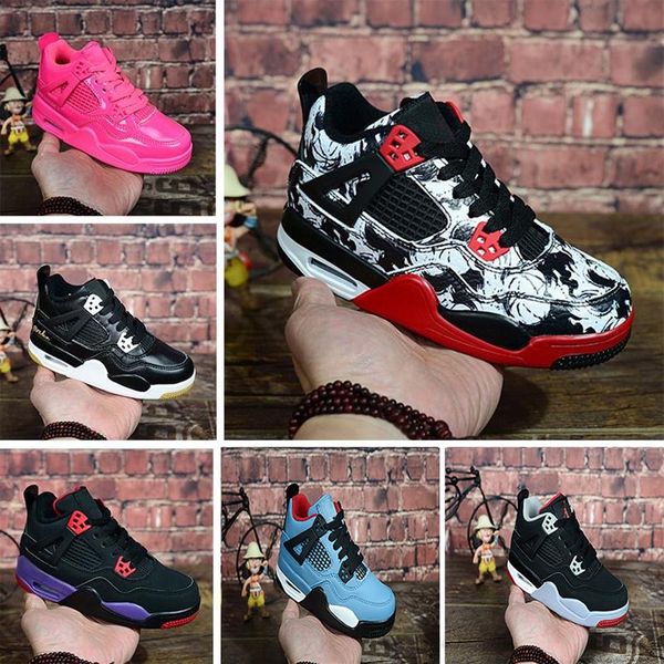 

more kids 4 4s bred toro bravo fire red black red men women basketball shoes sneakers 77a