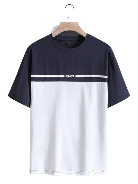 

men color block letter graphic tee m8rl#, White;black