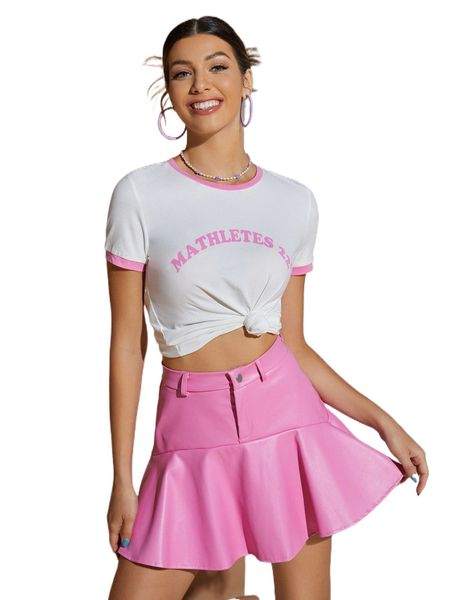 

x jade breyon letter graphic contrast binding tee m8m1#, White