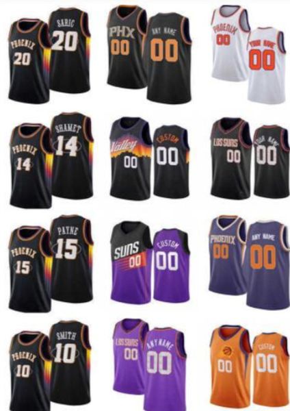

75th custom jersey men women youth 15 cameron payne 20 dario saric 14 landry shamet 10 jalen smith phoenixsunsjersey allen iverson jersey, Black;red