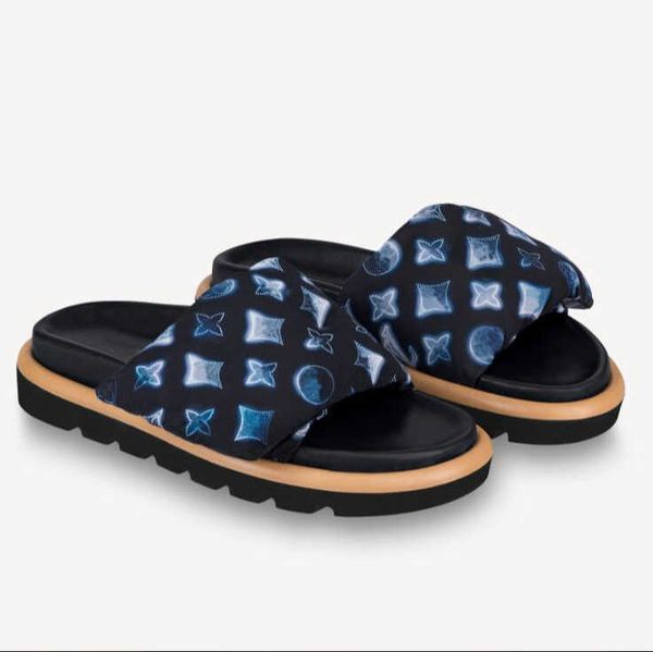 

selling brand designer sandals slippers 1a9smr,pool pillow flat comfort mule,velcro strap, down filling,fashion classic, Black