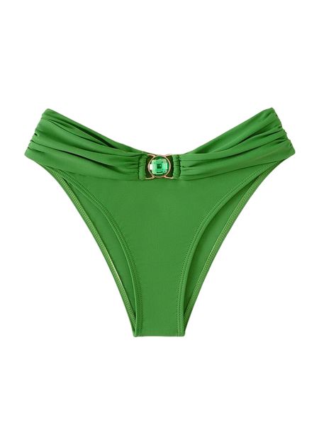 

gem detail ruched side bikini bottom r8mq#, White;black