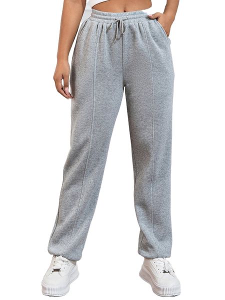 

drawstring waist slant pocket sweatpants a4zq#, Black;white