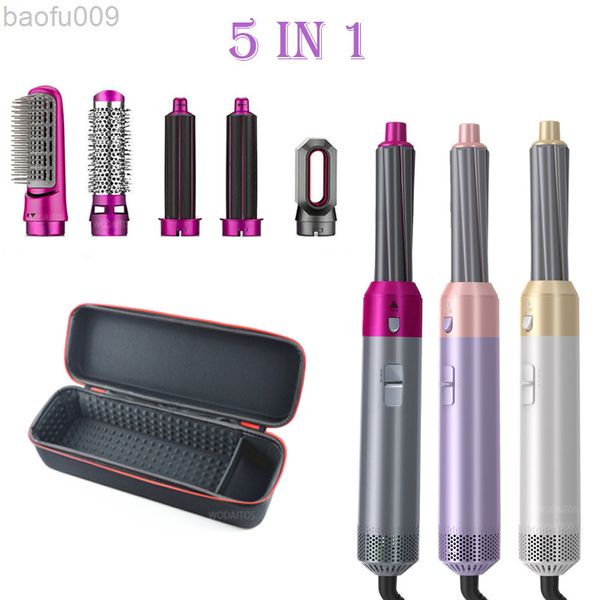 

hir val electric hair dryer 5 in 1 hair comb negative ion straightener brush hair dryer air detachable wrap curling wall brush l220805