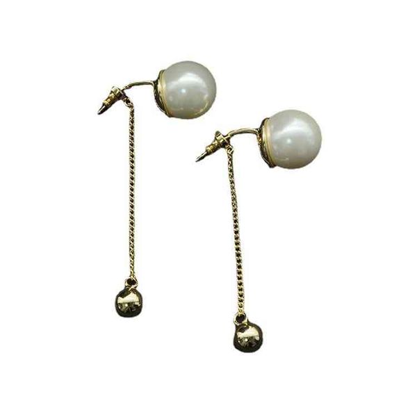 

big pearl tassel earrings women's jewelry women's red style, Black