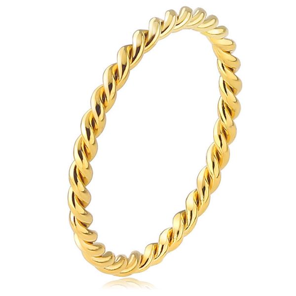 

ramos 2mm knuckle rope twist ring stainless steel wedding band for women girls stacking jewelry 220716, Slivery;golden
