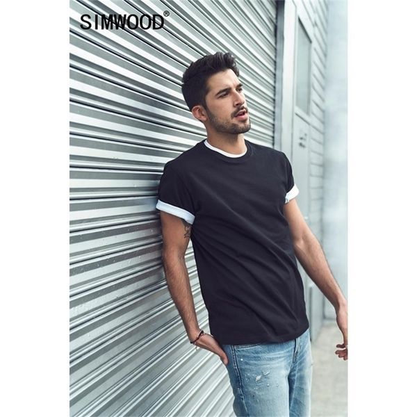 

2021 summer new 100 cotton t shirt men o neck solid color t shirt basic tees plus size short sleeve 210319, White;black