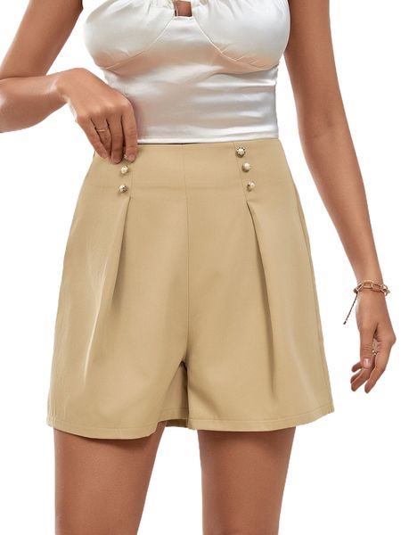 

solid plicated pearls detail shorts s3ud#, White;black