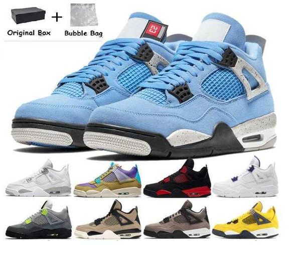 

university blue 4 4s mens basketball shoes motorcycle boots white oreo metallic purple black cat bred shimmer cactus jack men women kids