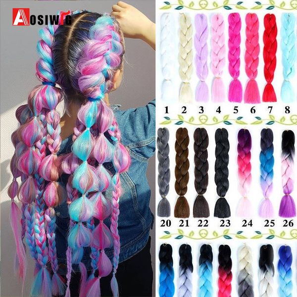 

costume accessories aosi synthetic jumbo box braids ombre braiding hair extension pink purple yellow golden wholesale hair accessories for w, Silver