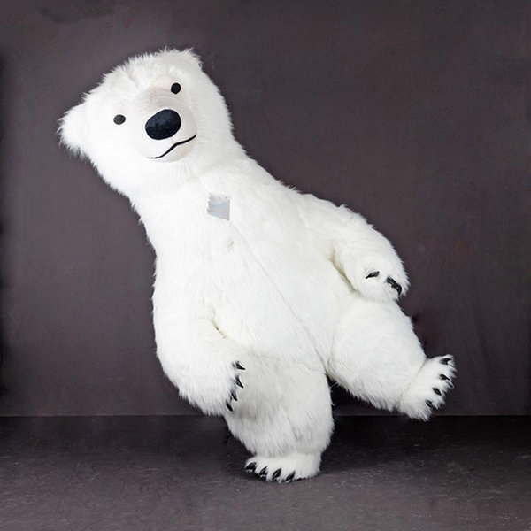 

mascot doll costume 2m/2.6m/3m white bea mascot costume inflatable polar bear costume advertising for fantasias homem customize fur ma, Red;yellow