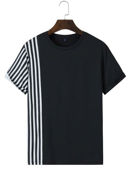 

men striped print tee g65e#, White;black