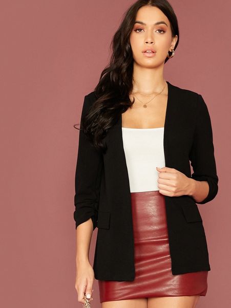

open front flap detail blazer a4ot#, White