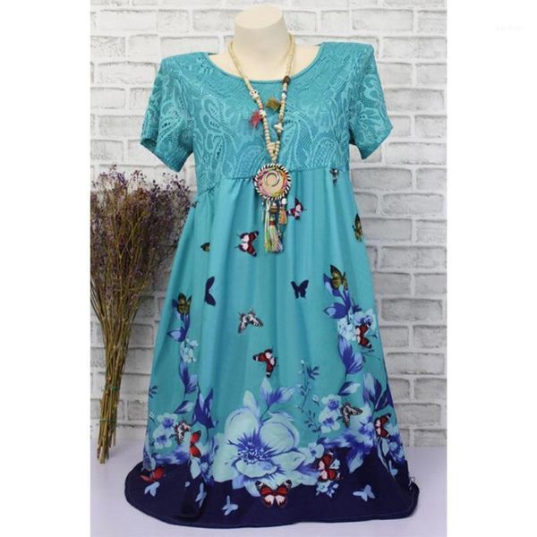 Повседневные платья Baharcelin Big Size 5xl Butterfly Press Pring Press Werm