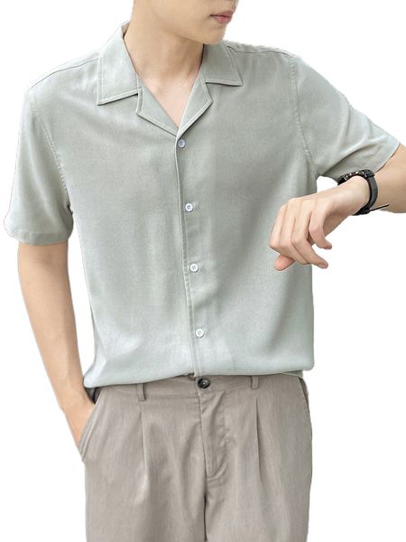 

men lapel neck shirt 84yz#, White;black