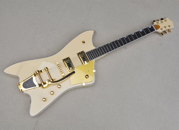 

6 strings cream electric guitar with rosewood fretboard