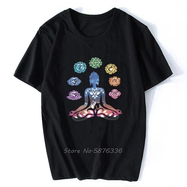 Erkek Tişörtleri Kadın Tişört Çiçek Yoga Buda Çakra Meditasyon Hindistan Baskı Erkekler Pamuk O-Gell Tshirt Hip Hop Tees Street Giyim Harajuku