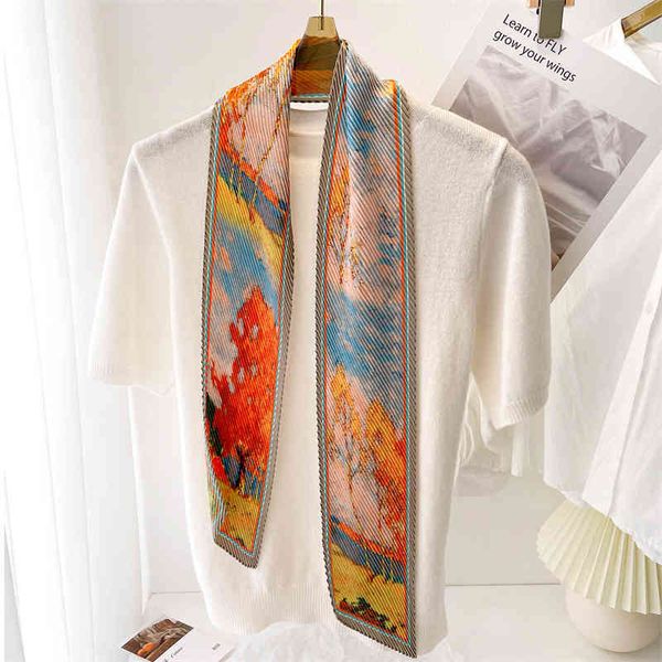 

crinlk hair scarf women silk satin skinny neck tie female handle bag wirst foulard belt headband bandana echarpe 2022 luxury, Blue;gray