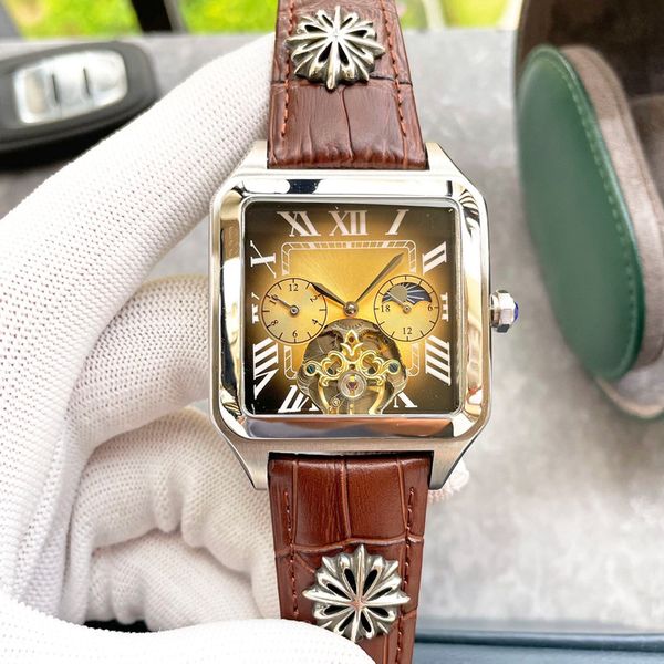 

classic mens watch automatic mechanical wristwatches 42mm waterproof fashion wristwatch montre luxe watches, Slivery;brown