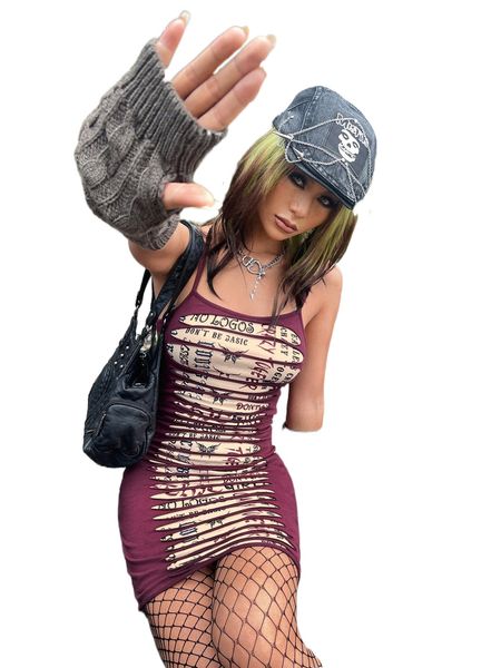 

letter & butterfly print ladder cut cami dress g5zw#, Black;gray