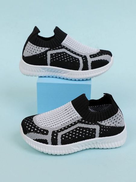 

boys two tone slip on running shoes she, Black