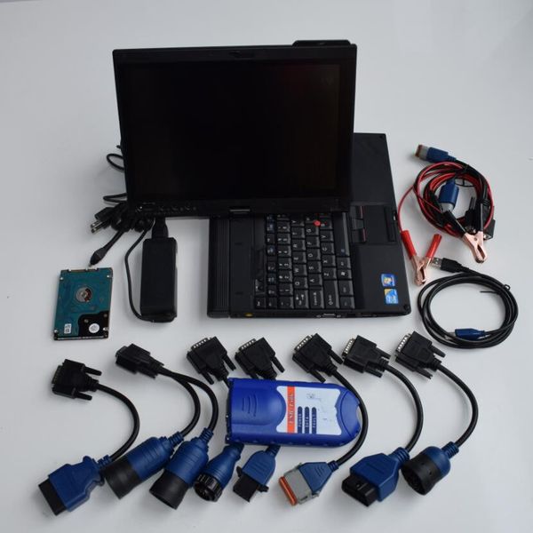 Ferramenta de diagnóstico de caminhão diesel, scanner usb 125032, reparo pesado com thinkpad x200, tablet, tela sensível ao toque, cabos de laptop, conjunto completo