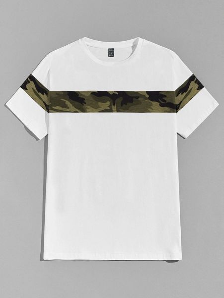 

men camo print tee 11mm#, White;black