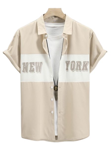 

men letter graphic two tone shirt without tee x2mi#, White;black