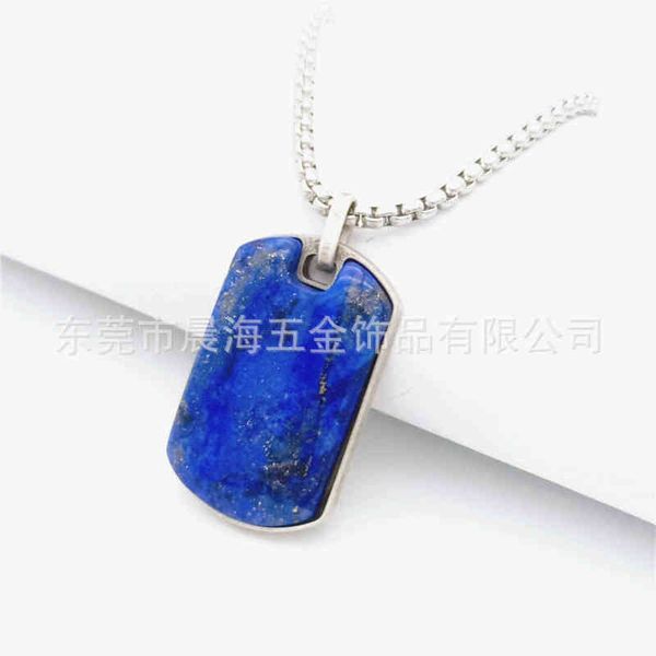 

male and female tiger eye stone black agate jewelry stainless steel pendant fashionable natural malachite necklace can be carved, Silver