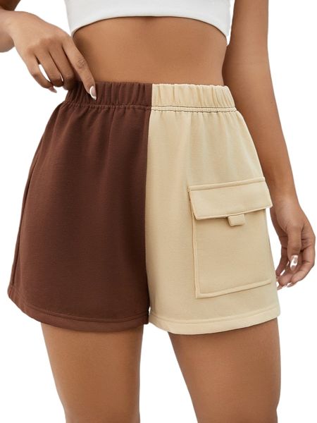 

two tone flap pocket front shorts l9hc#, White;black