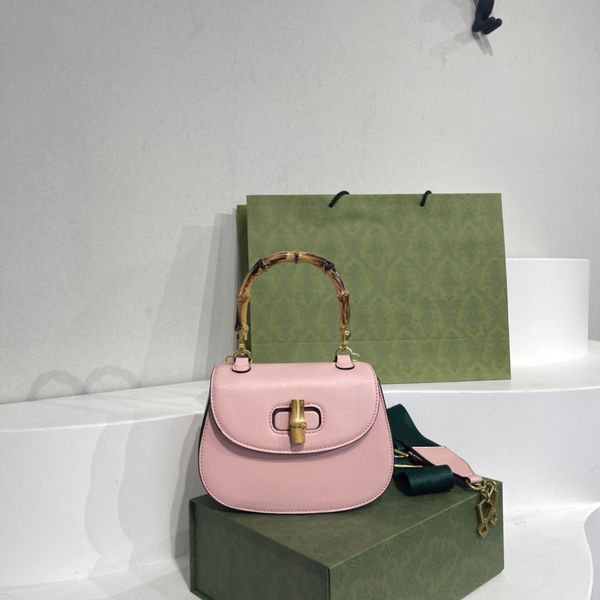 

tz ladies bamboos bags classic exquisiteness pink leather bamboo handle bag mini tote bags girl dreamy atmosphere messenger bag fashion shou