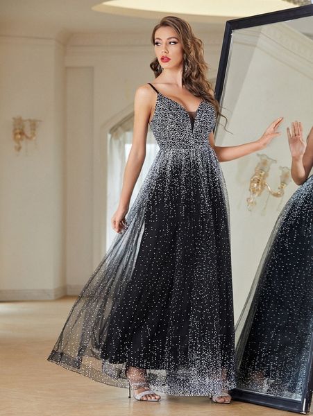 

all over print mesh overlay prom dress r8et#, Black;gray