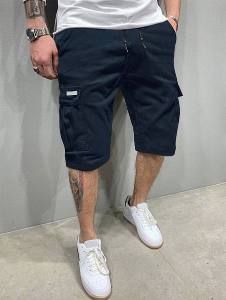 

men flap pockets drawstring cargo shorts g8y6#, White;black