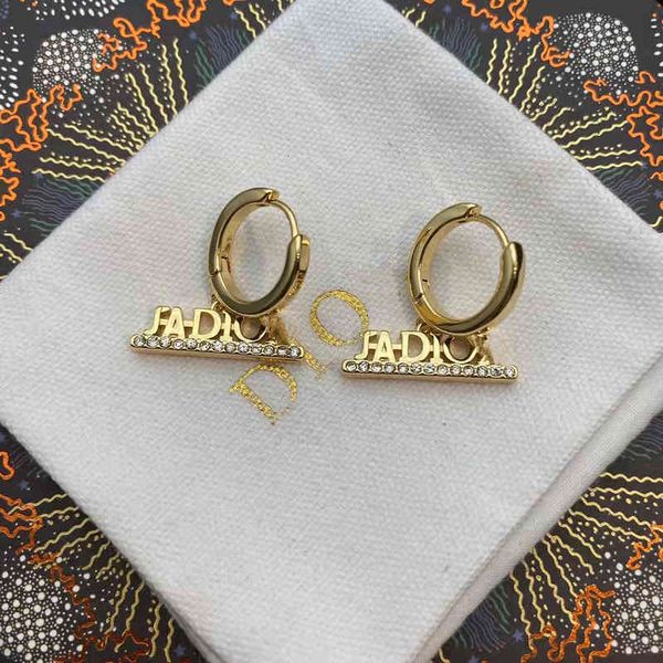 

2022 factory wholesale new di home 1.1 long full diamond alphabet circle earrings female earrings, Golden