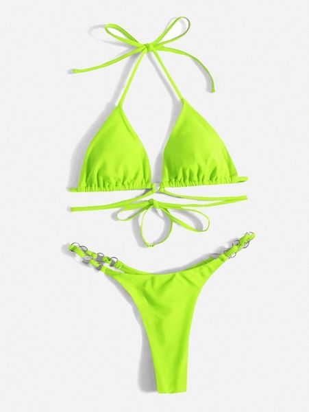 

ring linked triangle thong bikini swimsuit k7vq#, White;black