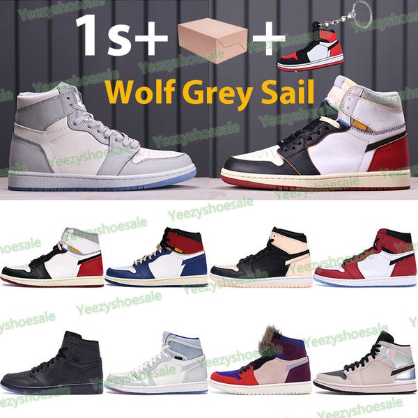 

high 1 1s mens basketball shoes wolf grey sail los angeles blue toe gym red black white crimson tint men sneakers