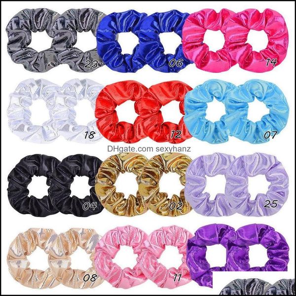 

pony tails holder hair jewelry korean fashions cute 12 colors ins girls laser scrunchies elastic hairbands big ponytail bands women accessor, Golden;silver