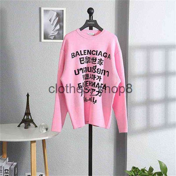

designer hoodies balencaigass men's sweaters new correct high version autumn and winter paris sweater seven language letter wo sam, Black