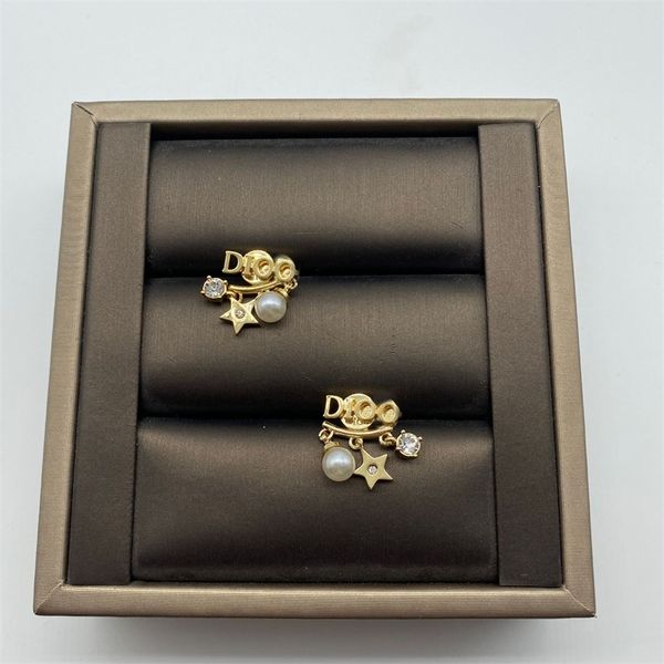 

20% off 2022 jewelry home new letter pearl star rhinestone simple versatile earrings female silver needle anti allergy, Golden