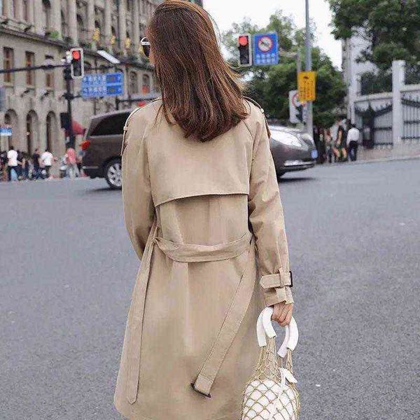 

women's trench coats female spring autumn long sleeve coat women korean loose double breasted with sashes ladies windbreaker outerwearw, Tan;black