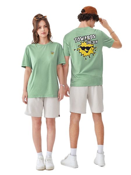 

1pc cartoon & letter graphic tee f9mw#, White;black