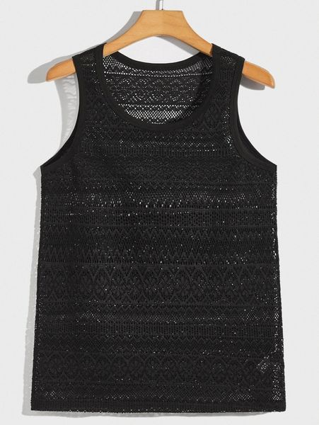 

men solid mesh tank 04g4#, White;black