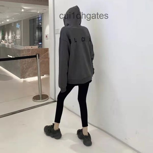 

2022 designer blgc hoodies fashion brand paris home 22 spring new back letter hooded mobile phone bag gray simple leisure couple sweater, Black