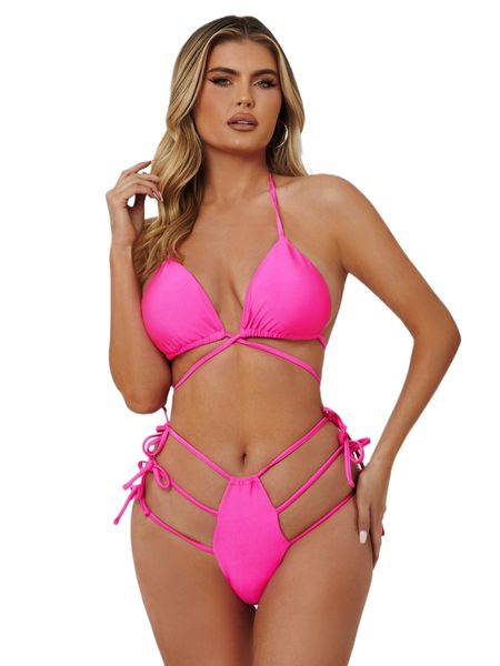 

sxy cross cut-out triangle tie side bikini swimsuit 22q0#, White;black