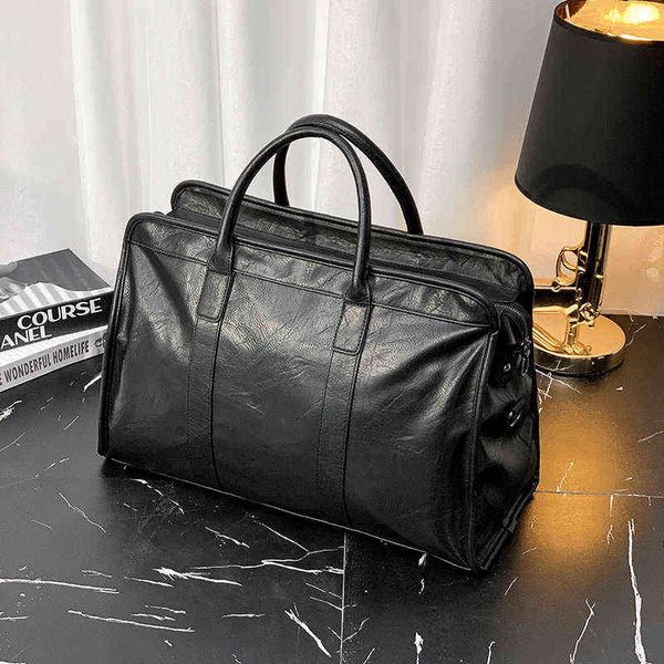 Duffel-Taschen Geschäftsreise Top-Griff-Taschen Luxus-Leder-Messenger-Umhängetasche Männer große Kapazitäts-Reise-Handtasche Aktentasche Männliche Totes-Tasche 220626