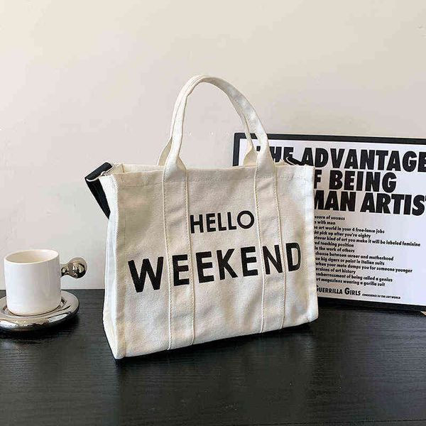 

women bag korean version simple fashion diagonal tote letter printing large canvas single shoulder bag women handbag 220514