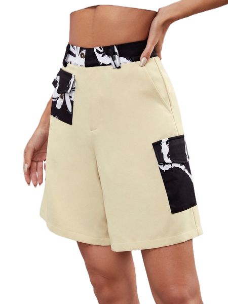 

x apipoj floral print wide leg shorts p2ej#, White;black